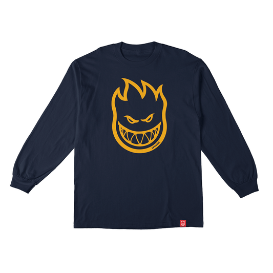 SPITFIRE WHEELS BIGHEAD LONG SLEEVE TEE NAVY GOLD U OF M