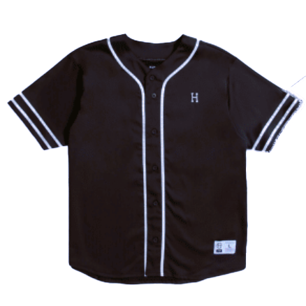 HUF WORLDWIDE COMMUNITY HAND BASEBALL JERSEY BLACK