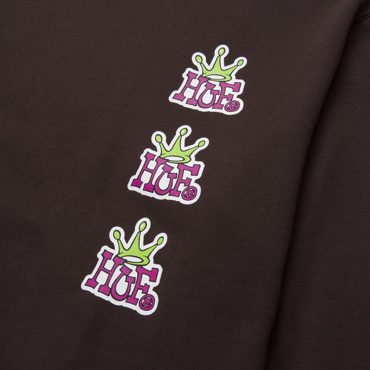 HUF WORLDWIDE CROWN STACK CREWNECK CHOCOLATE BROWN
