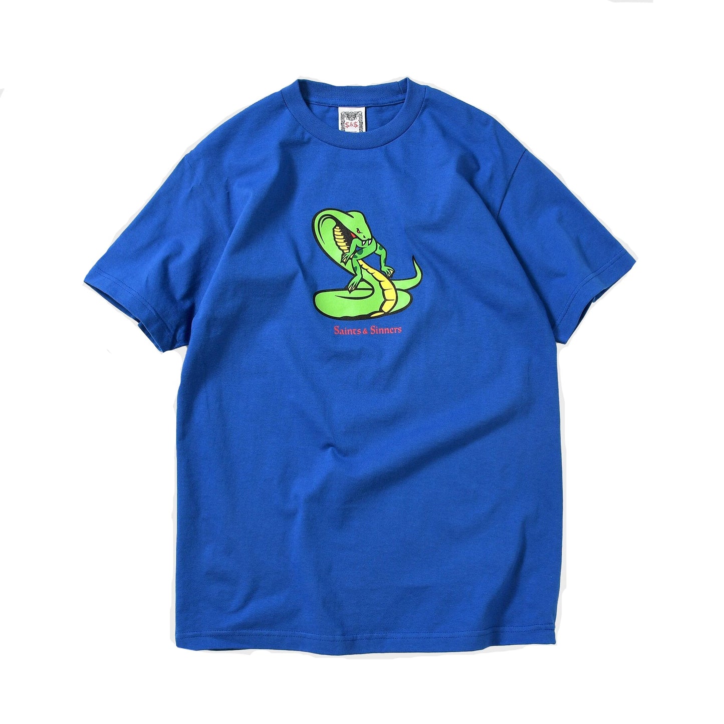 SAINTS & SINNERS SNAKE EATS FROG TEE BLUE