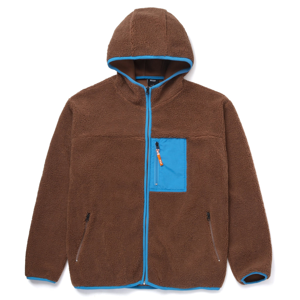 HUF WORLDWIDE FORT POINT SHERPA JACKET BROWN BLUE