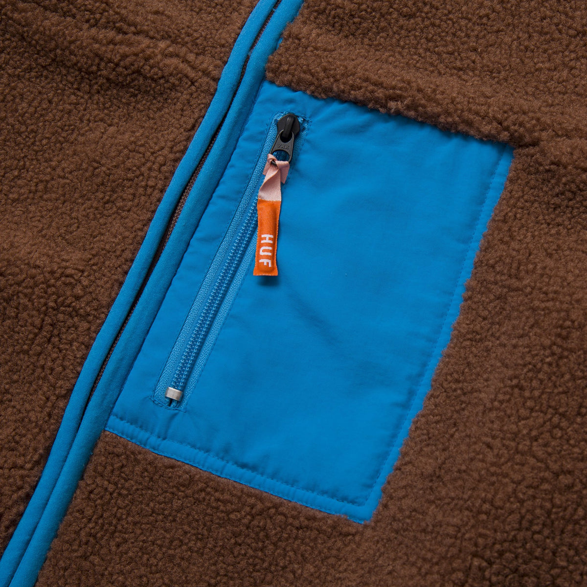 HUF WORLDWIDE FORT POINT SHERPA JACKET BROWN BLUE