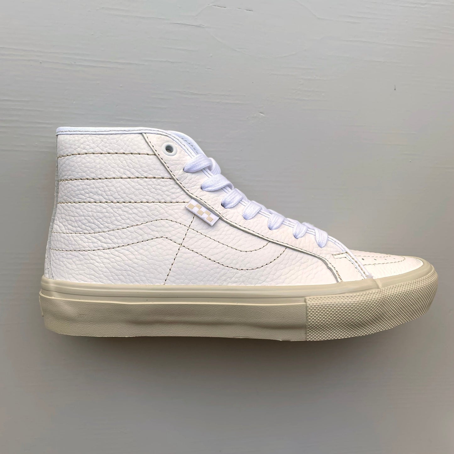 VANS SKATE SK8 HI DECON VINTAGE LEATHER WHITE