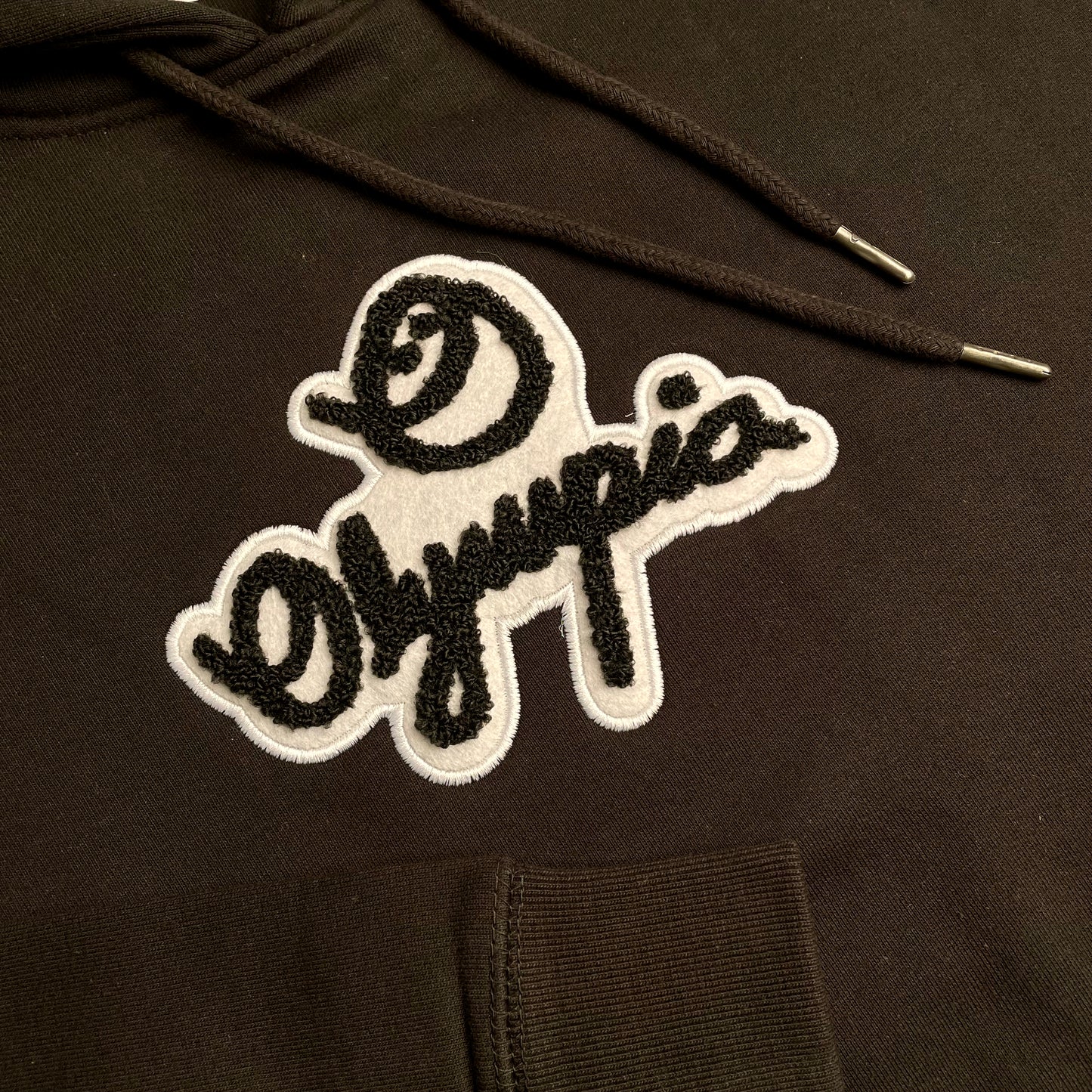 OLYMPIA SMILEY CHENILLE LOGO HOODIE BLACK