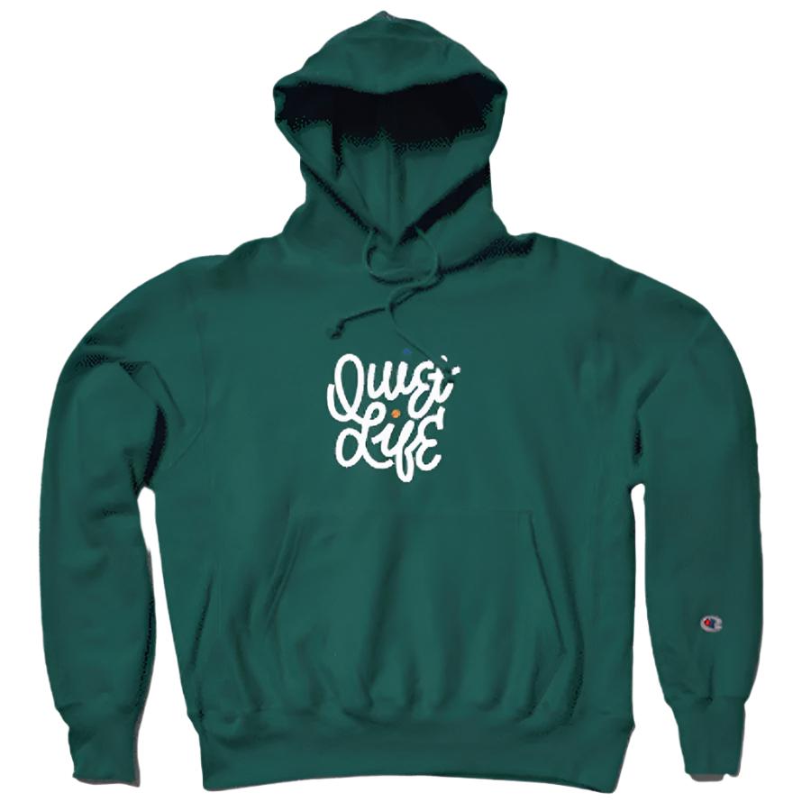 THE QUIET LIFE EMBROIDERED AUSSIE CHAMP HOODIE HUNTER GREEN