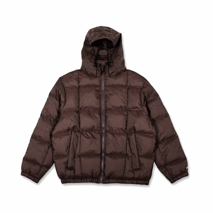 THEORIES SKATEBOARDS BRICK PUFFER JACKET CHOCOLATE BROWN