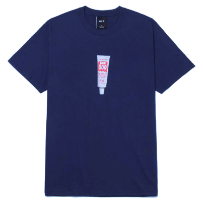 HUF WORLDWIDE SHOE GOO REPAIR TEE NAVY