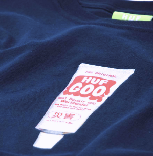 HUF WORLDWIDE SHOE GOO REPAIR TEE NAVY