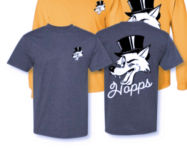 HOPPS SKATEBOARDS WOLF TEE CHARCOAL GRAY