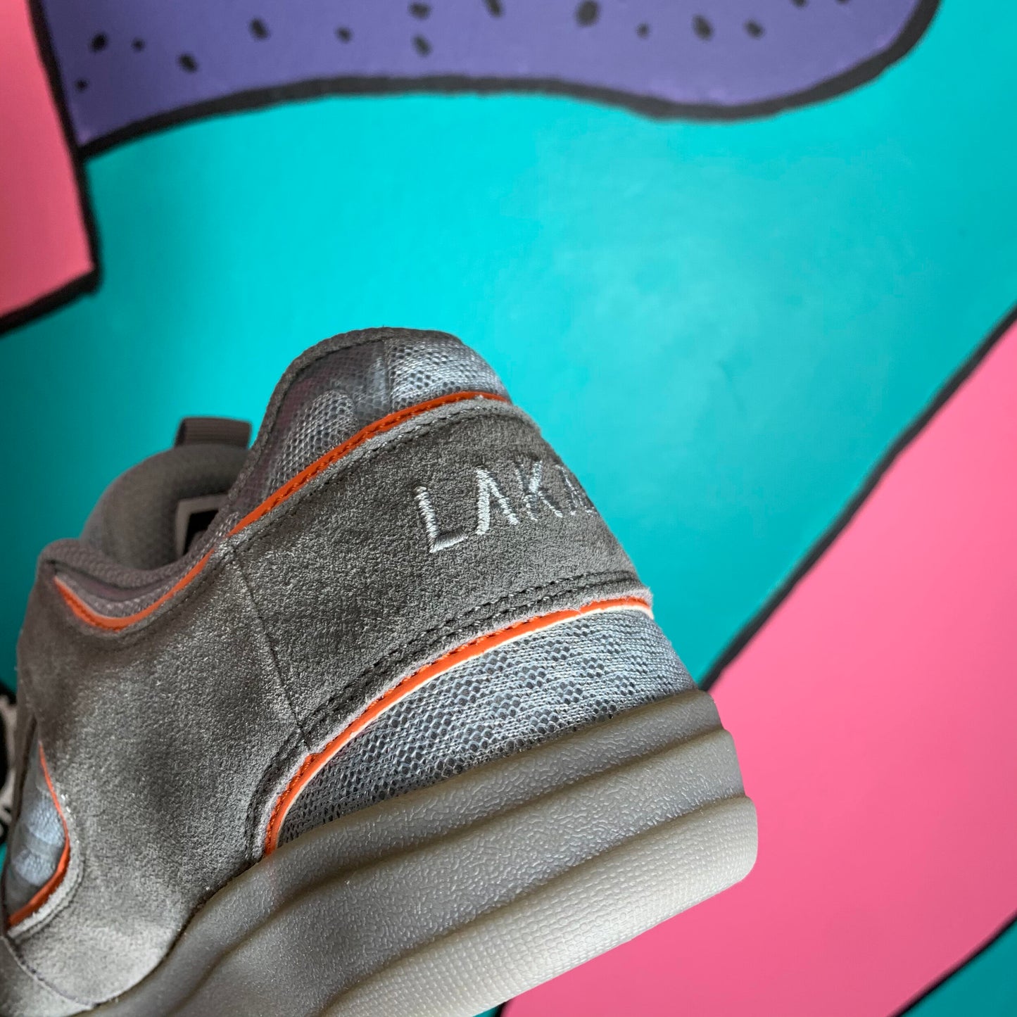 LAKAI LTD CAROLL GREY ORANGE SUEDE