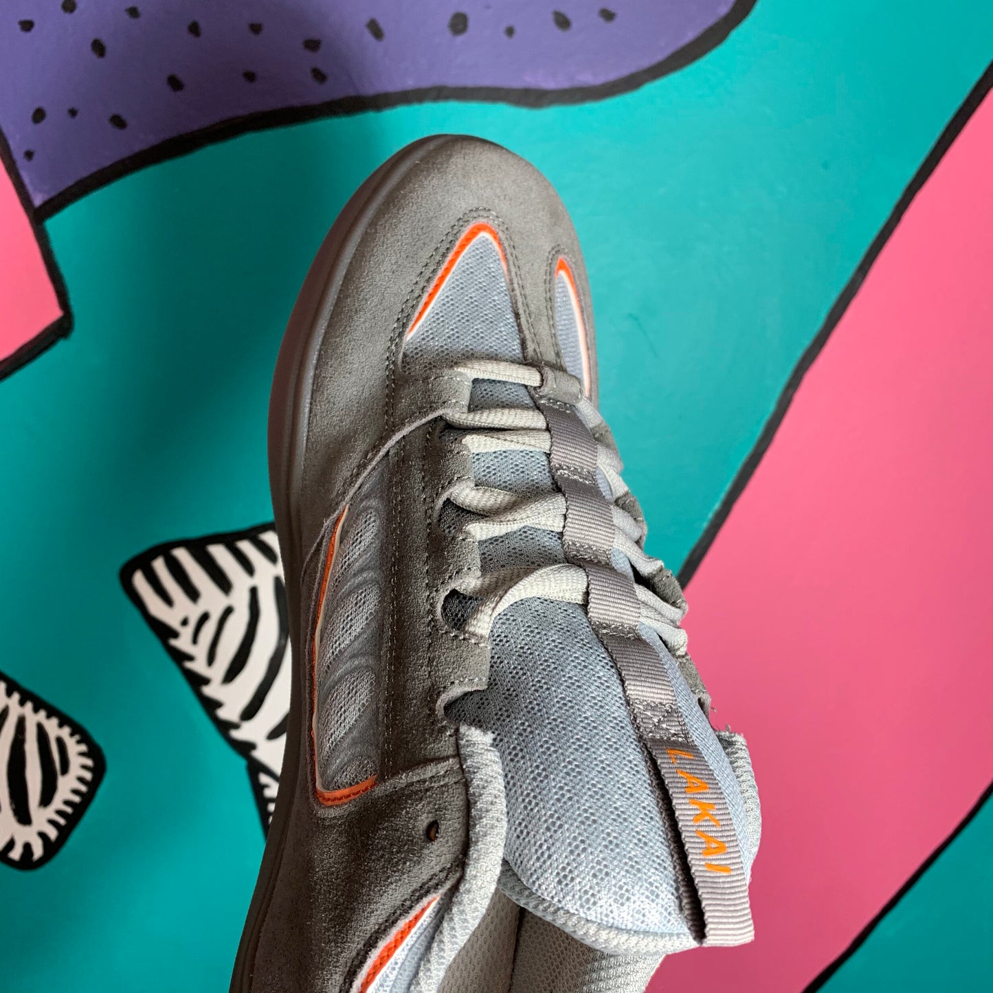 LAKAI LTD CAROLL GREY ORANGE SUEDE