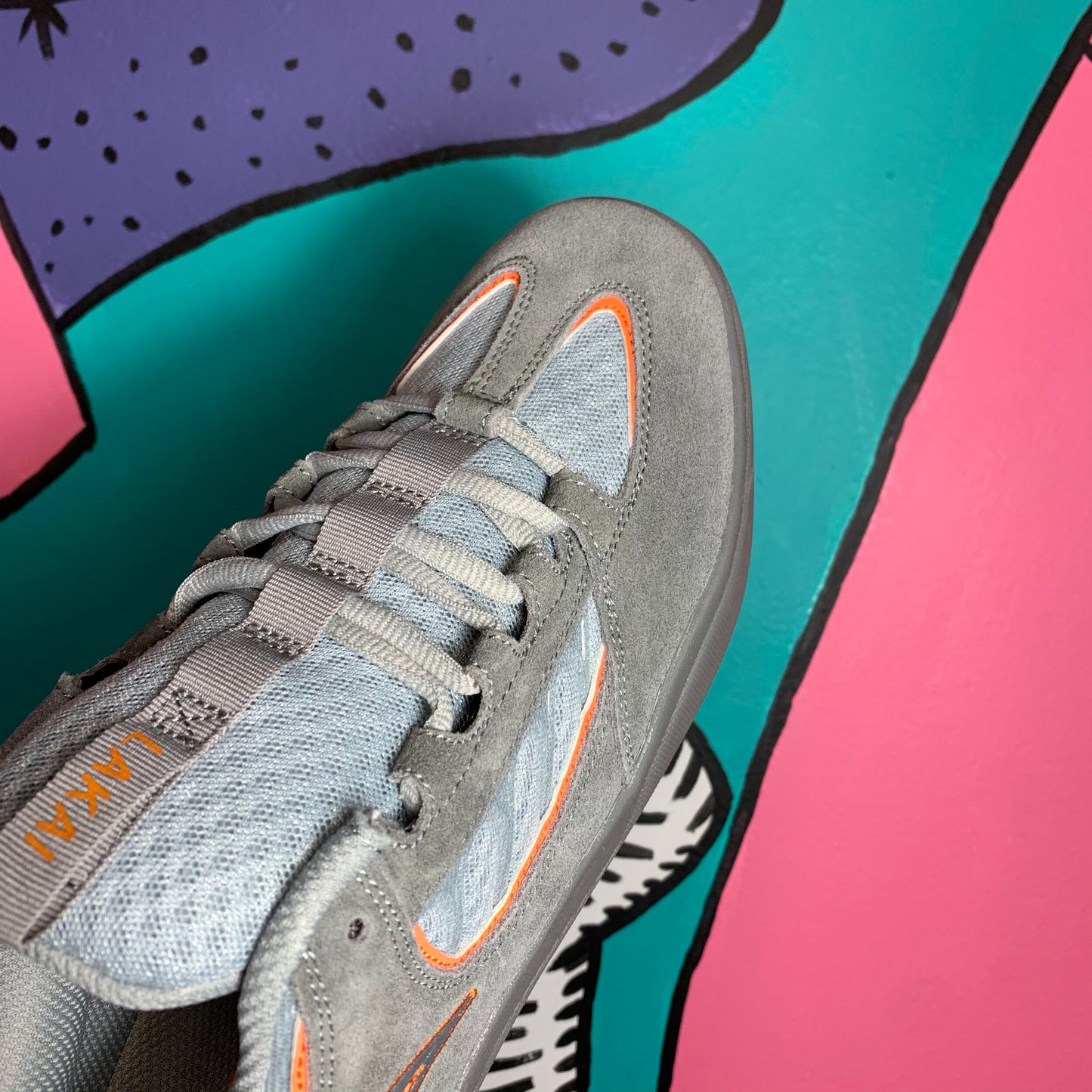 LAKAI LTD CAROLL GREY ORANGE SUEDE