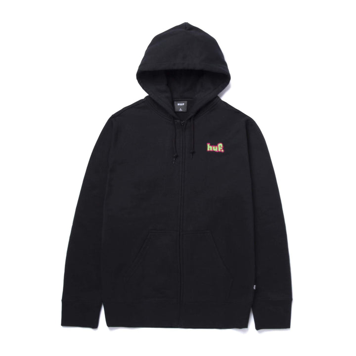 HUF WORLDWIDE 1993 FULL ZIP UP HOODIE BLACK
