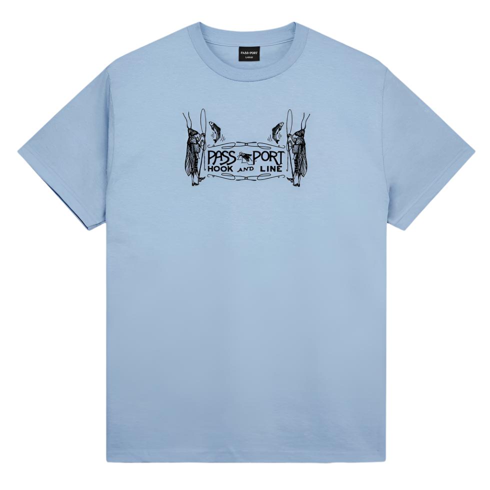 PASS~PORT SKATEBOARDS HOOK & LINE TEE STONEWASH BLUE