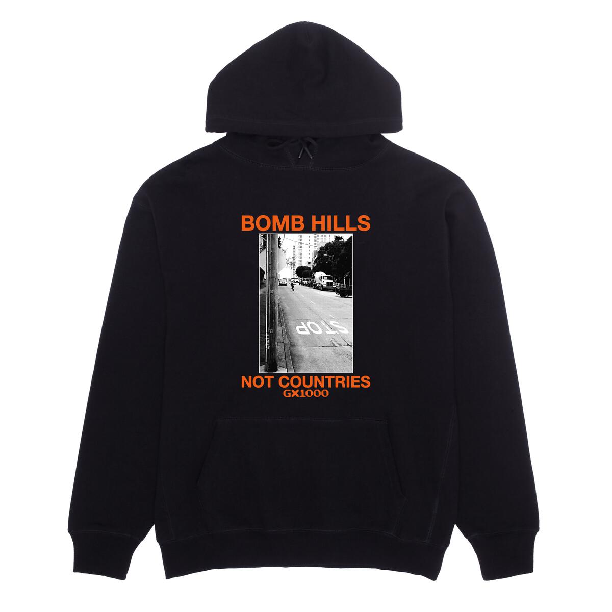 GX1000 BOMB HILLS NOT COUNTRIES HOODIE BLACK