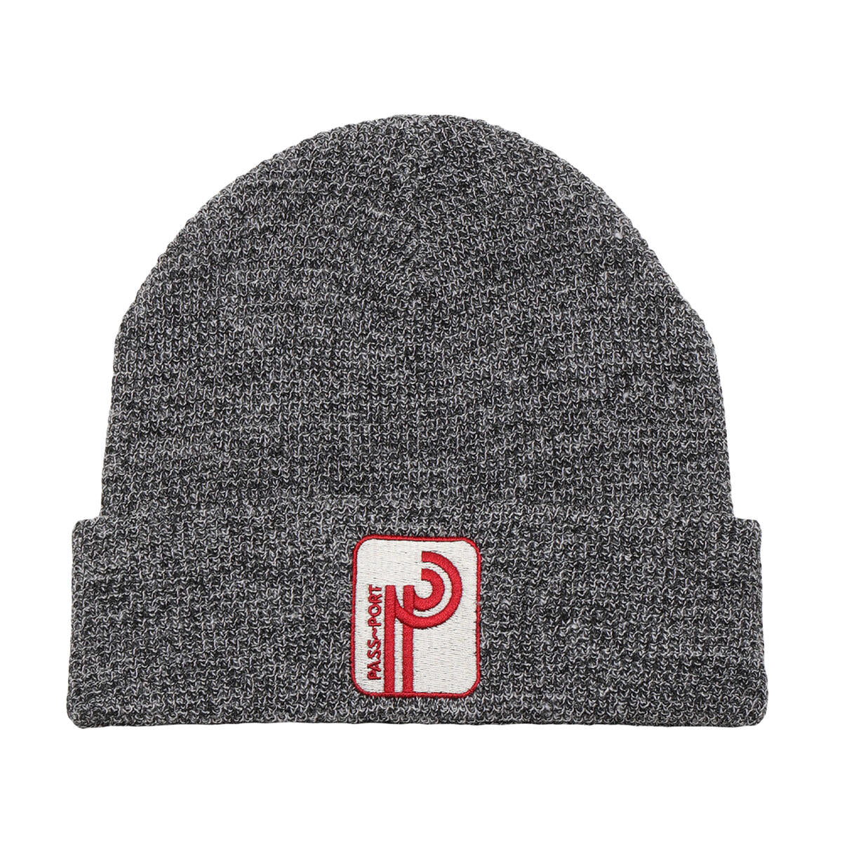 PASS~PORT SKATEBOARDS LONG CON WAFFLE KNIT BEANIE GREY SPECKLE