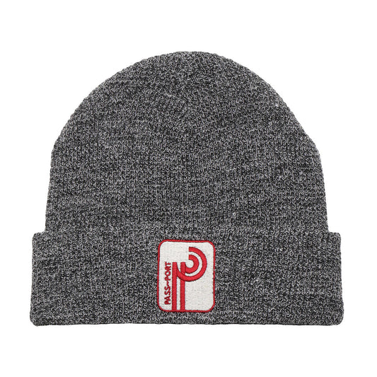 PASS~PORT SKATEBOARDS LONG CON WAFFLE KNIT BEANIE GREY SPECKLE
