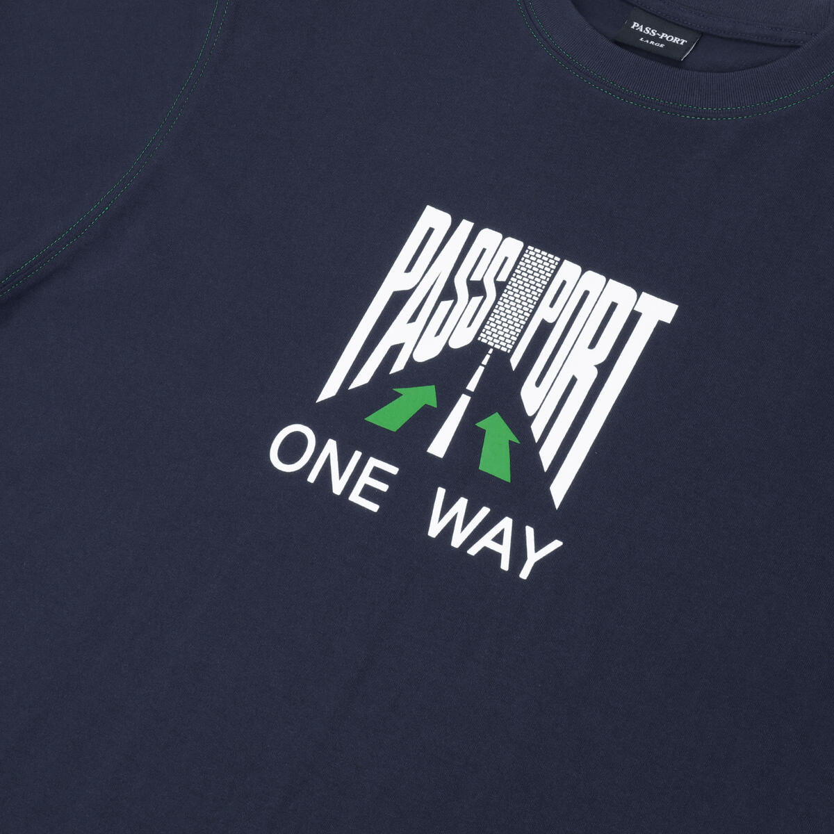 PASS~PORT SKATEBOARDS ONE WAY TEE NAVY