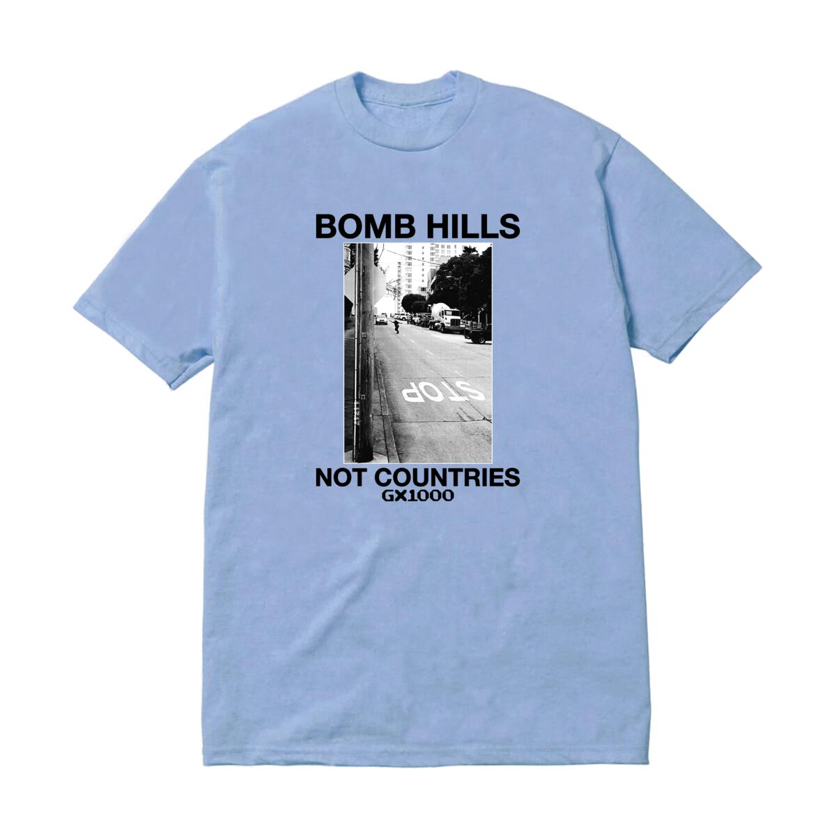 GX1000 BOMB HILLS NOT COUNTRIES TEE POWDER BLUE