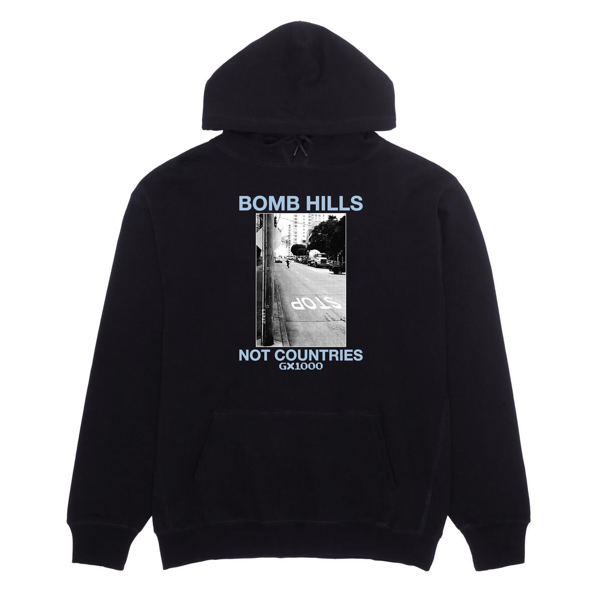 GX1000 BOMB HILLS NOT COUNTRIES HOODIE BLACK