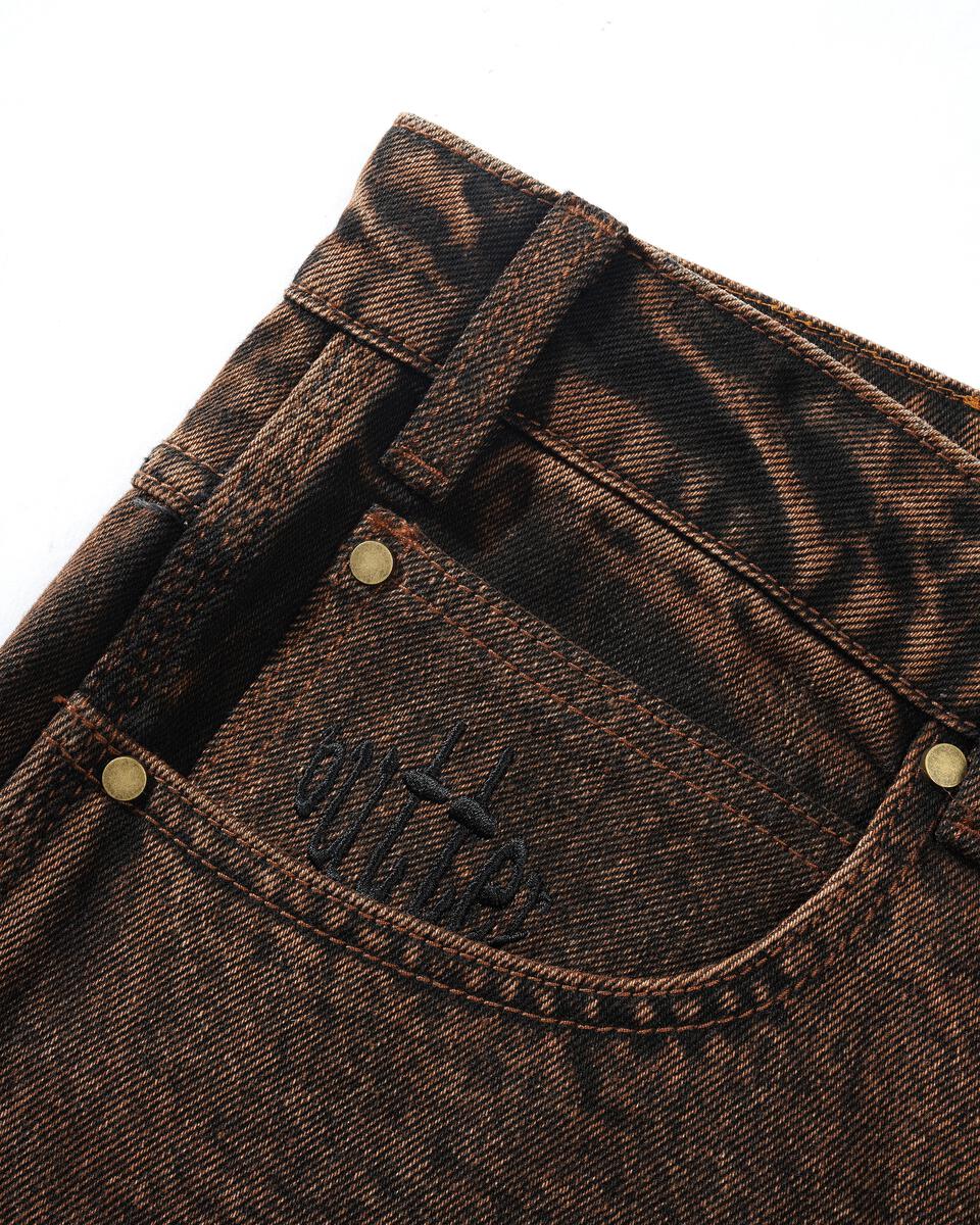 BUTTERGOODS SPIDER DENIM JEANS ACID BROWN