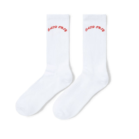 CASH ONLY DIST LOGO CREW SOCKS WHITE