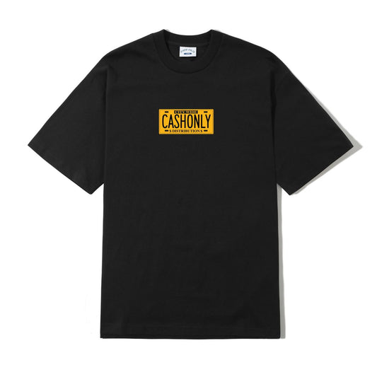 CASH ONLY DIST LICENSE PLATE TEE BLACK