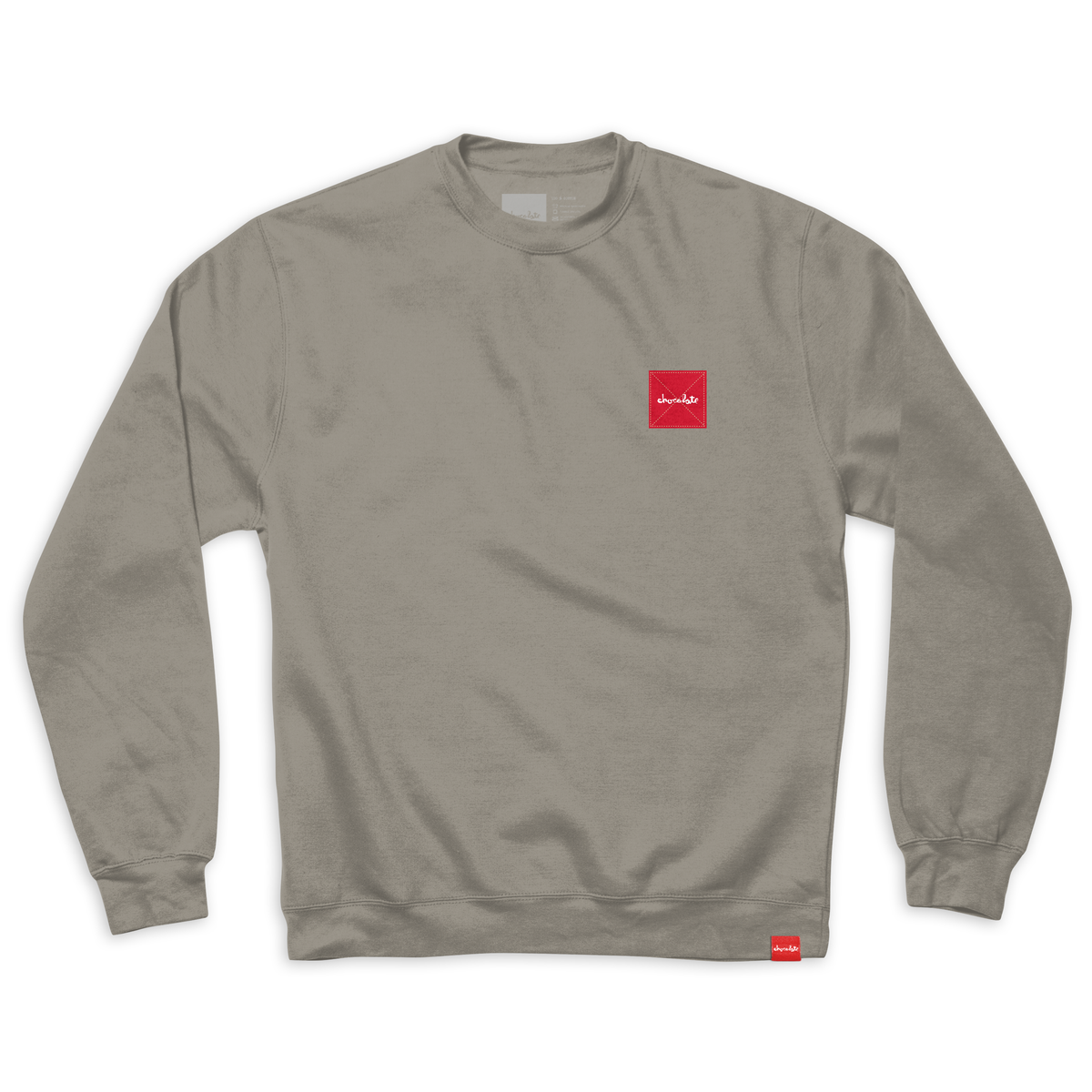 CHOCOLATE SKATEBOARDS SQUARE LABEL CREWNECK CEMENT GREY