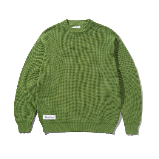 BUTTERGOODS NEWCOMER REVERSIBLE KNIT SWEATER GRASS