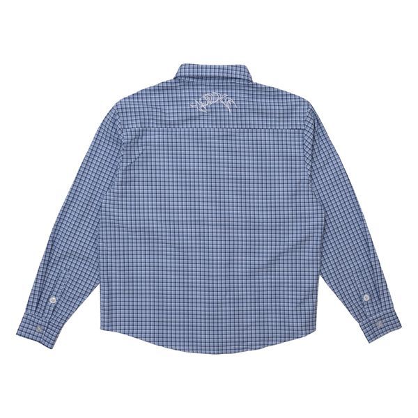 HODDLE SKATEBOARDS PRIMARY LOGO SHIRT GINGHAM BLUE