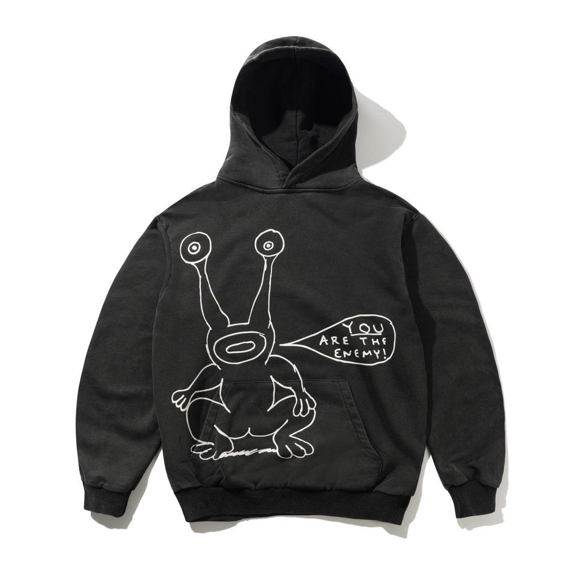 BUTTERGOODS DANIEL JOHNSTON ENEMY HOODIE WASHED BLACK