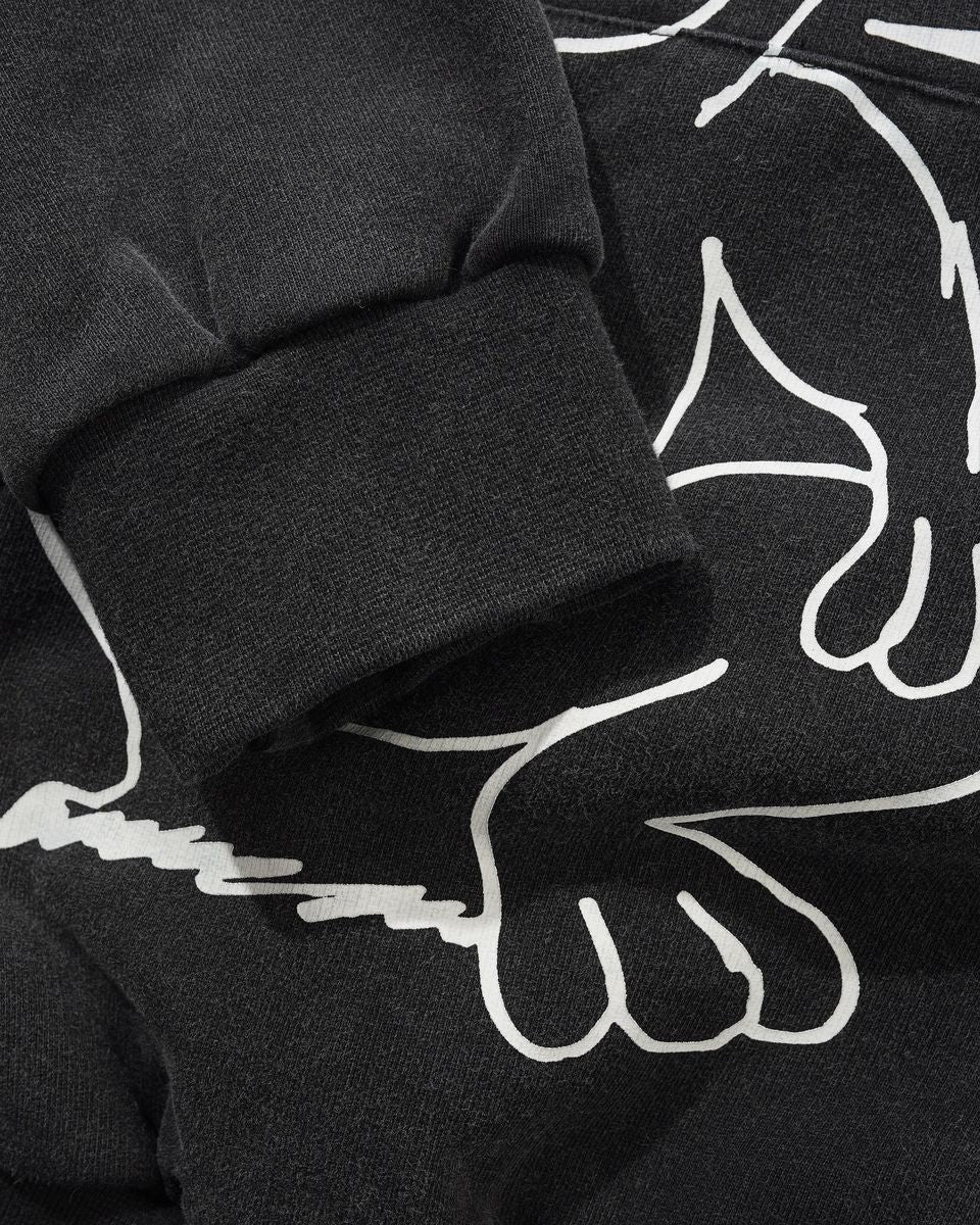 BUTTERGOODS DANIEL JOHNSTON ENEMY HOODIE WASHED BLACK