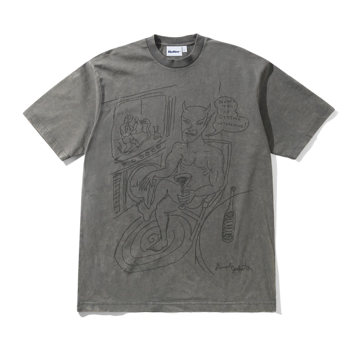 BUTTERGOODS DANIEL JOHNSTON SATAN TEE ACID WASH BLACK