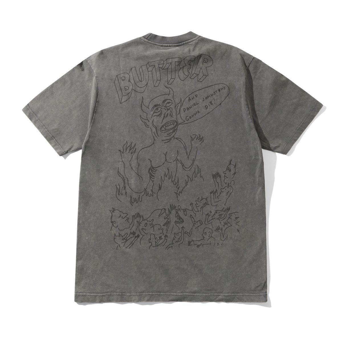BUTTERGOODS DANIEL JOHNSTON SATAN TEE ACID WASH BLACK