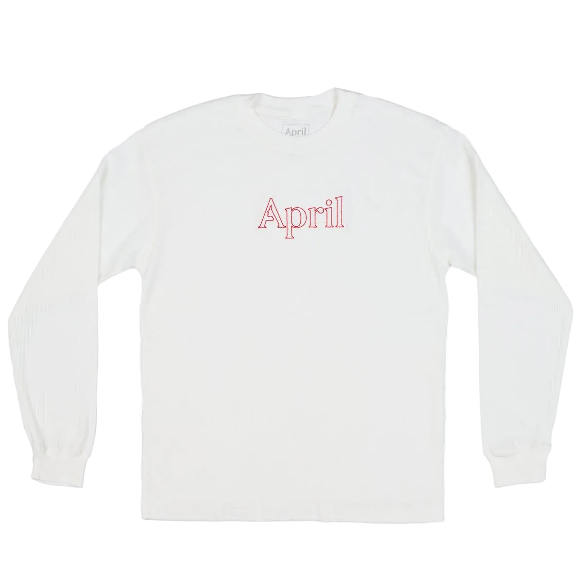 APRIL SKATEBOARDS THERMAL LS RED EMBROIDERY WHITE