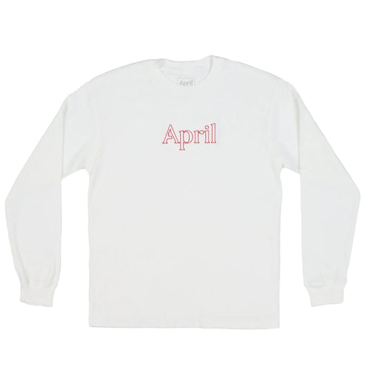 APRIL SKATEBOARDS THERMAL LS RED EMBROIDERY WHITE