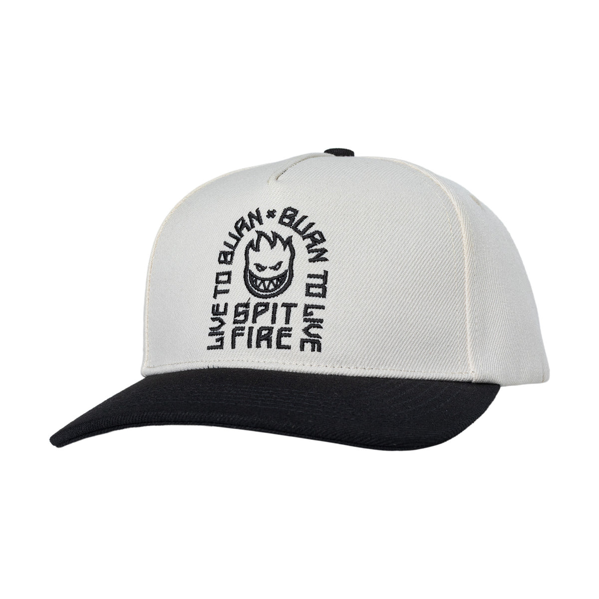 SPITFIRE WHEELS LIVE TO BURN ARCH SNAPBACK CAP OFF WHITE