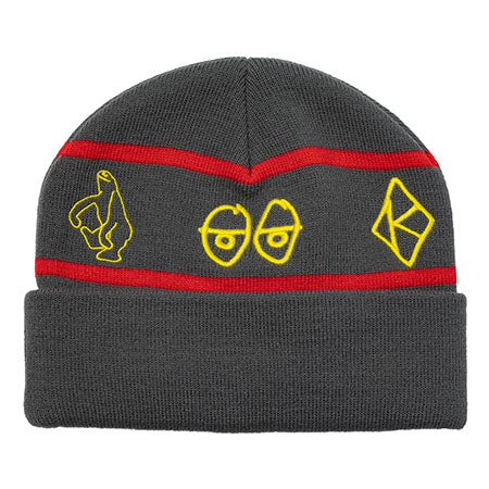 KROOKED SKATEBAORDS NASKAR CUFF BEANIE CHARCOAL