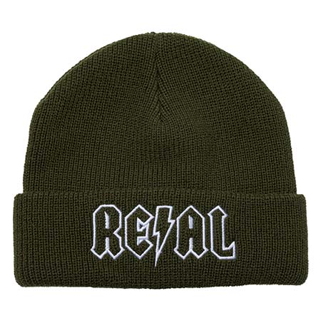 REAL SKATEBOARDS DEEDS EMBRIODERED CUFF BEANIE OLIVE