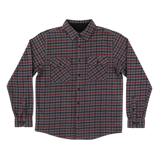 INDEPENDENT TRUCK CO BELMONT L/S FLANNEL TOP GREY/RED/BLACK