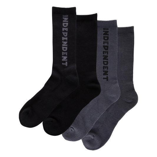 INDEPENDENT TRUCK CO BASELINE 2-PACK SOCKS BLACK/CHARCOAL