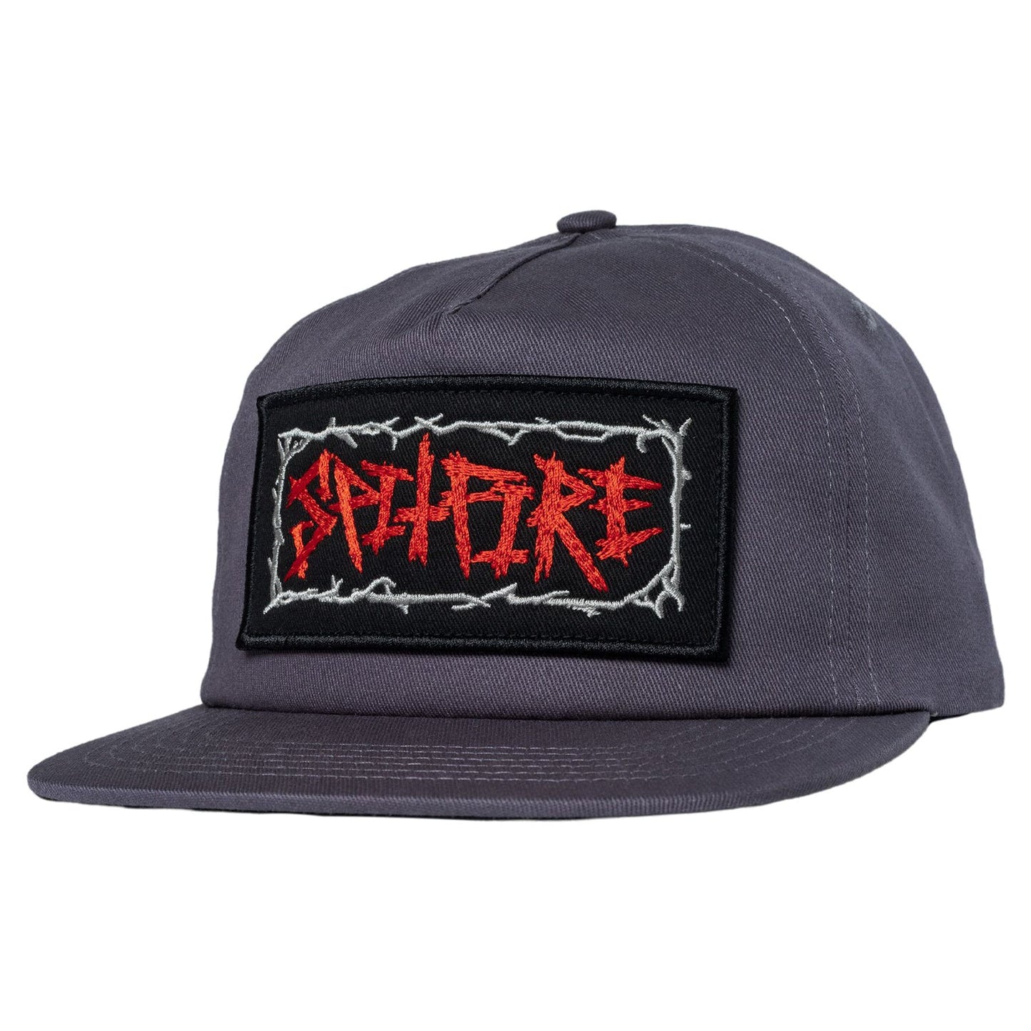 SPITFIRE WHEELS GASMASK SCRIPT SNAPBACK CAP CHARCOAL