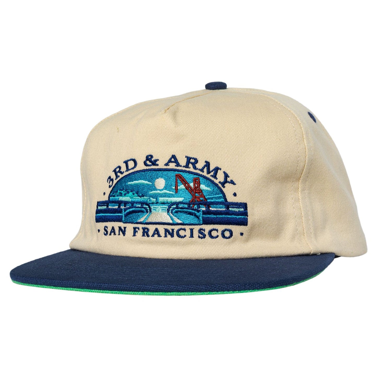 REAL SKATEBOARDS 3RD & ARMY SNAPBACK CAP SAND/NAVY