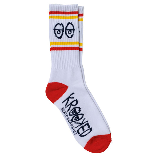 KROOKED SKATEBOARDS EYES SOCKS WHITE/NAVY/YELLOW