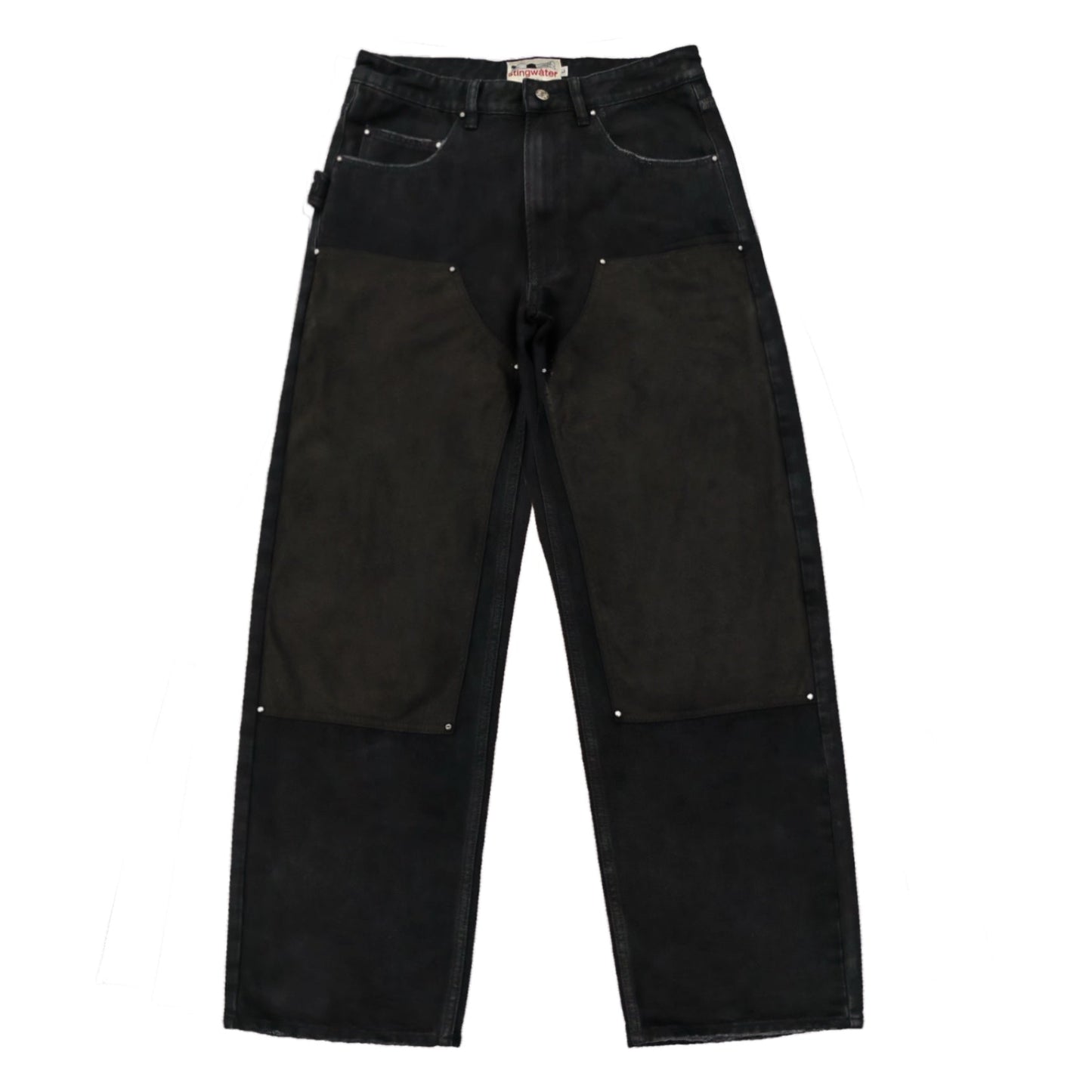 STINGWATER VEGAN SUEDE DOUBLE KNEE MOSES JEANS BLACK