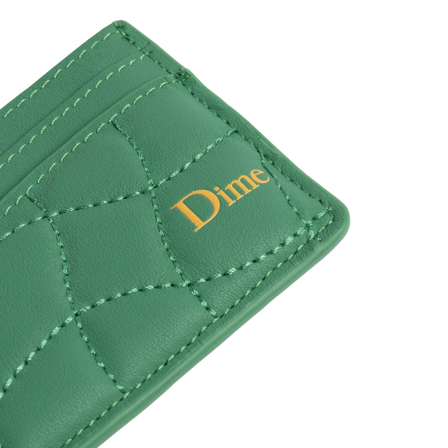 DIME MTL QUILTED CARDHOLDER GRASS