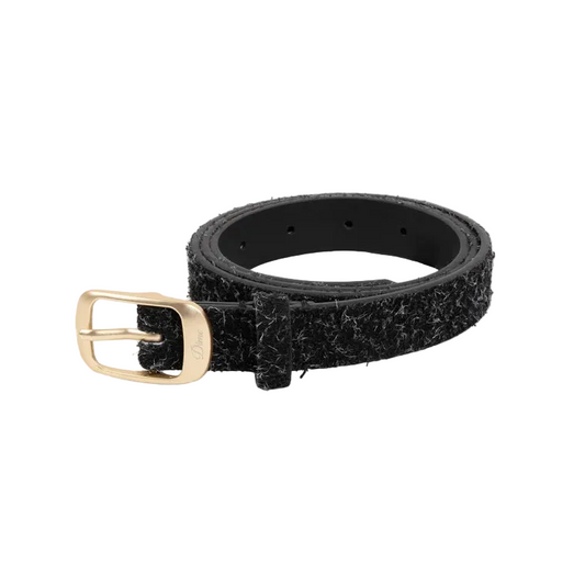 DIME MTL DRESS LEATHER BELT SHAGGY BLACK