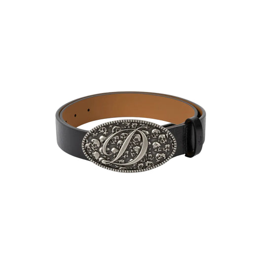 DIME MTL SKULL LEATHER BELT BLACK