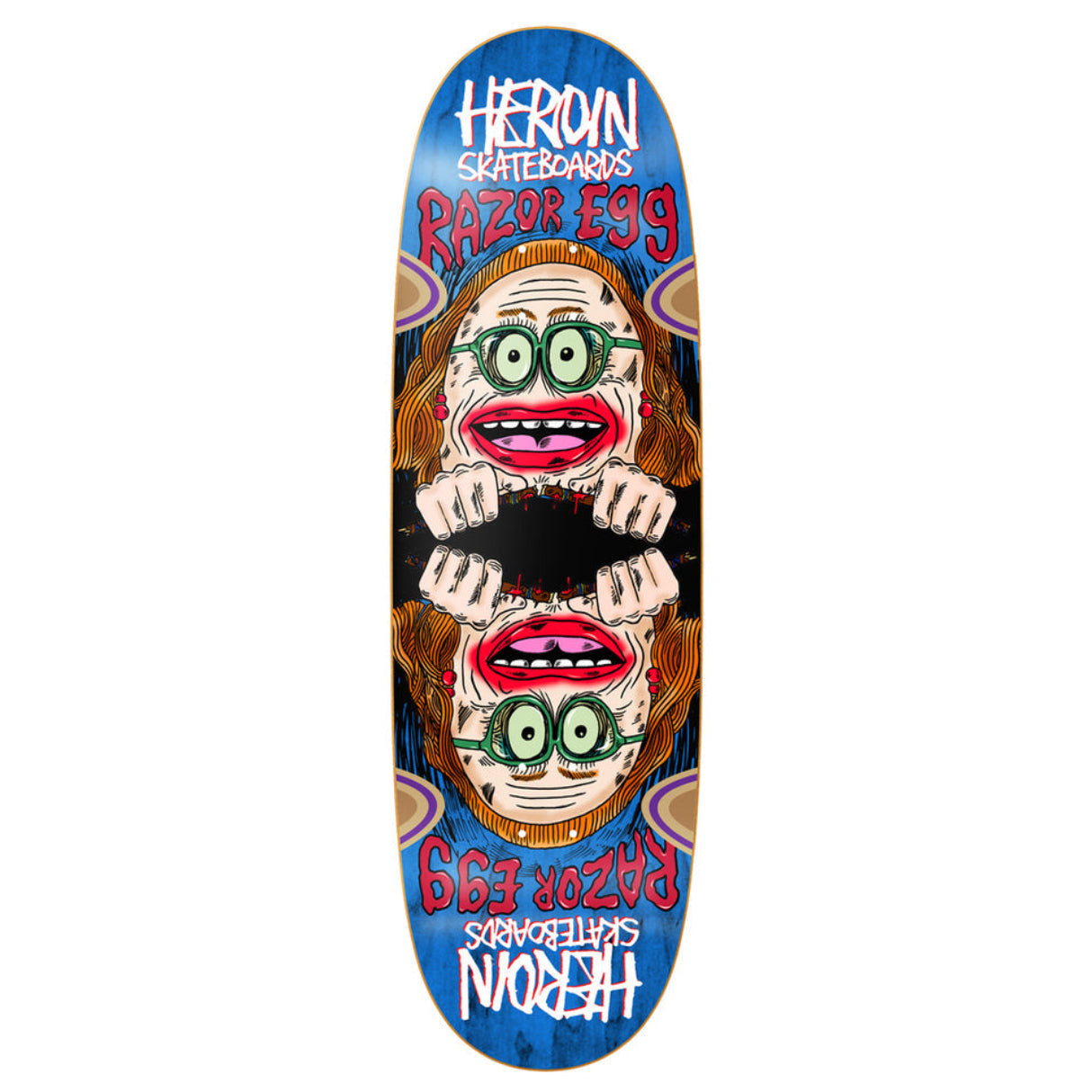 HEROIN SKATEBOARDS AUNTIE RAZOR EGG WW SHAPED DECK 9.75