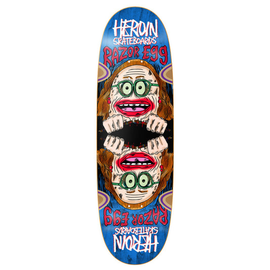 HEROIN SKATEBOARDS AUNTIE RAZOR EGG WW SHAPED DECK 9.75
